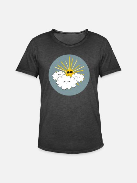 Sonne & Wolken *** - Männer Vintage T-Shirt - Vintage Schwarz
