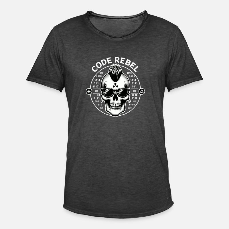 Punkskull Code Rebel - Männer Vintage T-Shirt - Vintage Schwarz