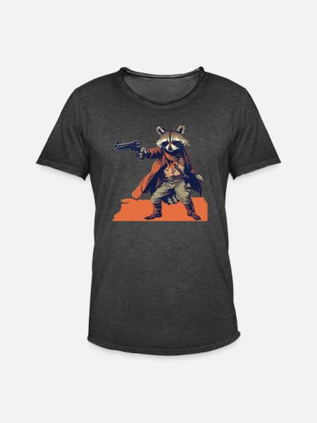 raccoon gunslinger - Men's Vintage T-Shirt - washed black