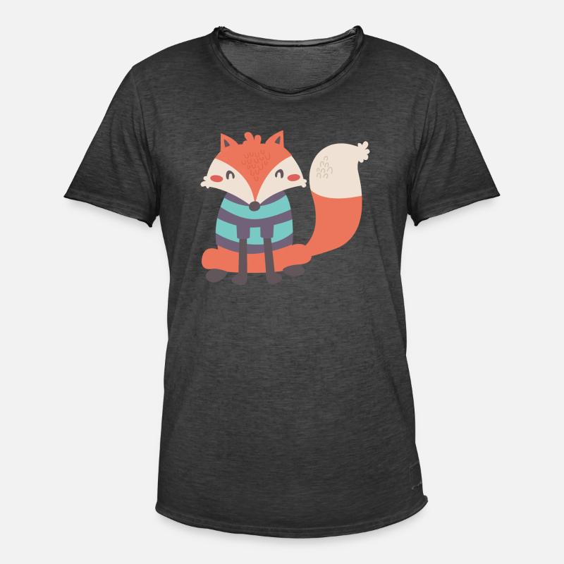 Süßer Fuchs mit Ringelpulli - Männer Vintage T-Shirt - Vintage Schwarz