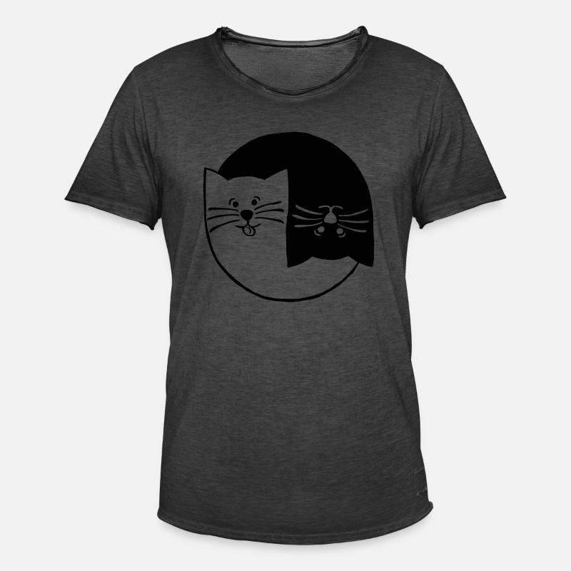 Weiße Katze/Schwarze Katze - Männer Vintage T-Shirt - Vintage Schwarz