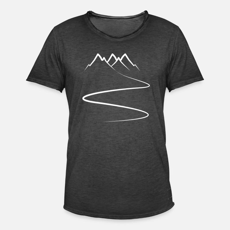 Montagna - sentiero - sci - escursionismo - sentiero - curve - Maglietta vintage da uomo - nero antico