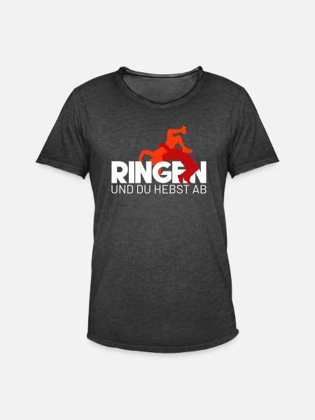 RINGEN und du hebst ab - Männer Vintage T-Shirt - Vintage Schwarz