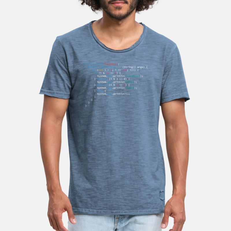 FizzBuzz algorithm programming language Java Men's Vintage T-Shirt