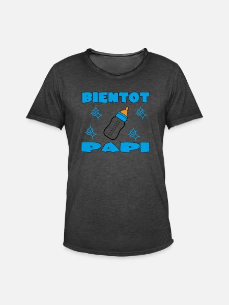 BIENTOT PAPI - T-shirt vintage Homme - noir vintage