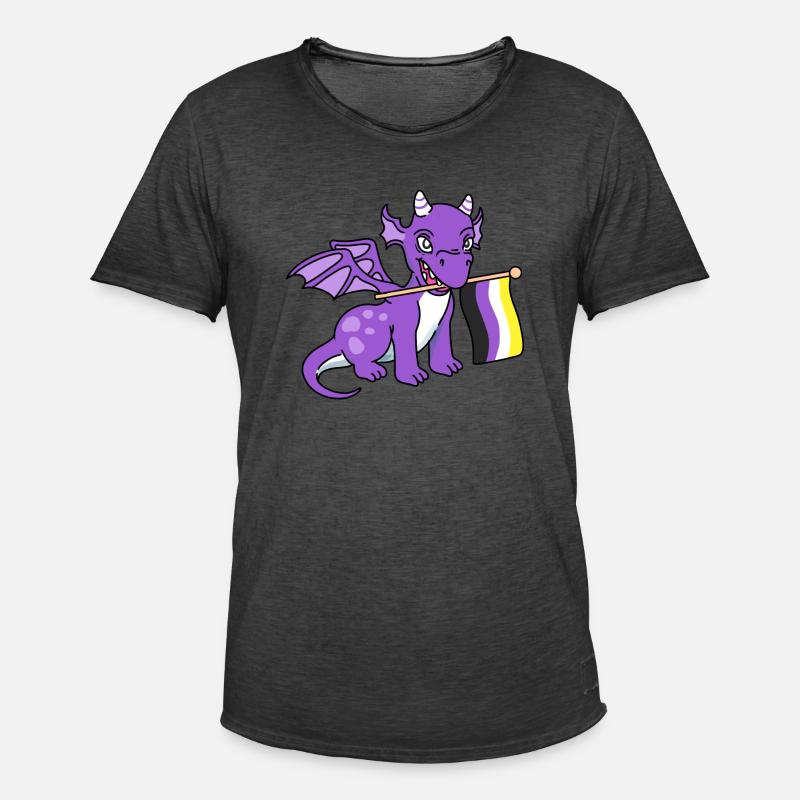 Nonbinary Pride Drache Nonbinary Pride - Männer Vintage T-Shirt - Vintage Schwarz
