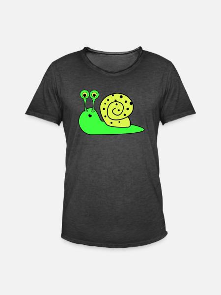 Snail Funny - Men's Vintage T-Shirt - washed black