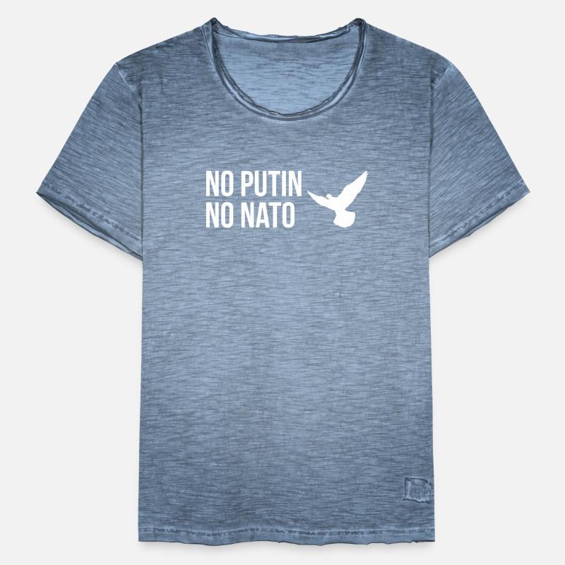 PAS DE POUTINE, PAS D’OTAN avec la colombe de la paix T-shirt vintage Homme