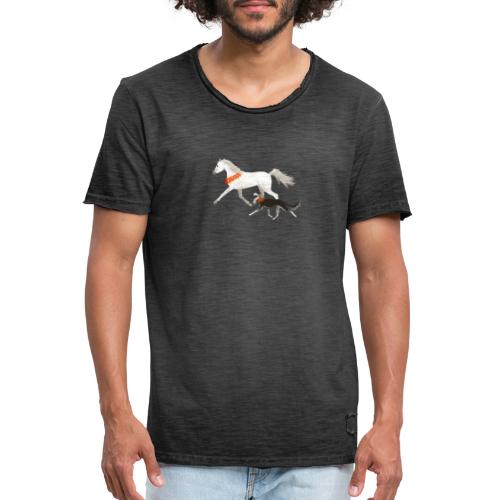 Saluki und Pferd - Männer Vintage T-Shirt