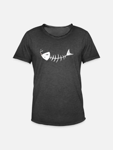 Guten Morgen von Fischgräten - Männer Vintage T-Shirt - Vintage Schwarz