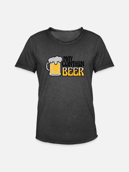 May Contain Beer Saying - Men's Vintage T-Shirt - washed black