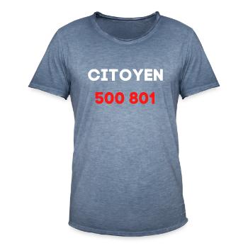 citoyen 500 801 numéro gouvernement - T-shirt vintage Homme - vintage bleu jeans - Devant - Jose (178cm)