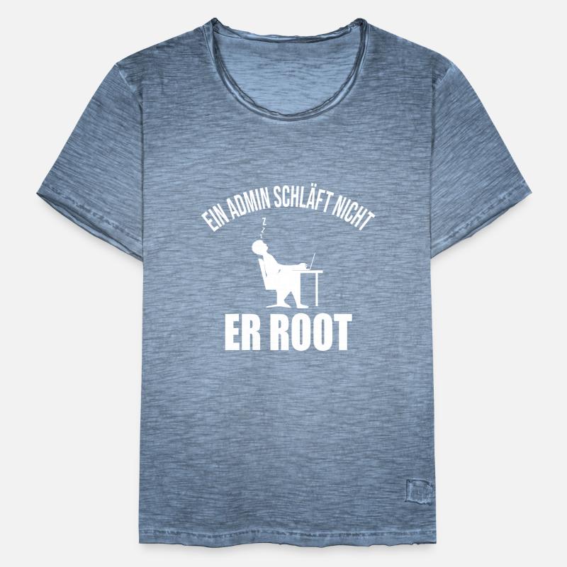 Ein Admin schläft nicht er root Informatiker Coder Männer Vintage T-Shirt