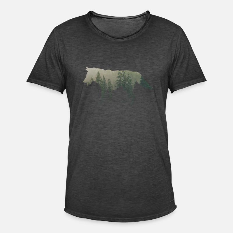 Eis Wolf - Männer Vintage T-Shirt - Vintage Schwarz