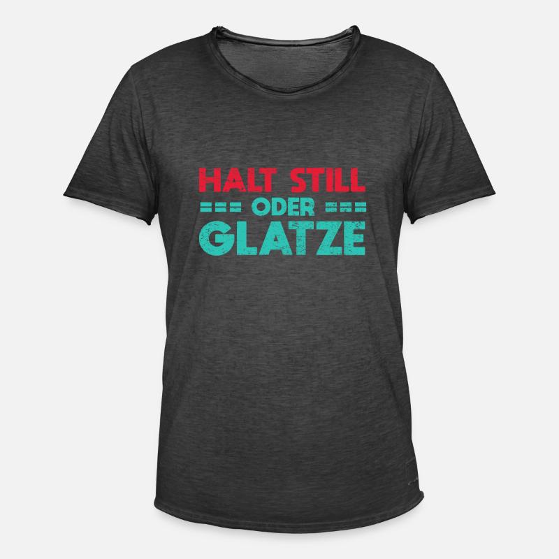 Halt Still, Oder Glatze - Männer Vintage T-Shirt - Vintage Schwarz