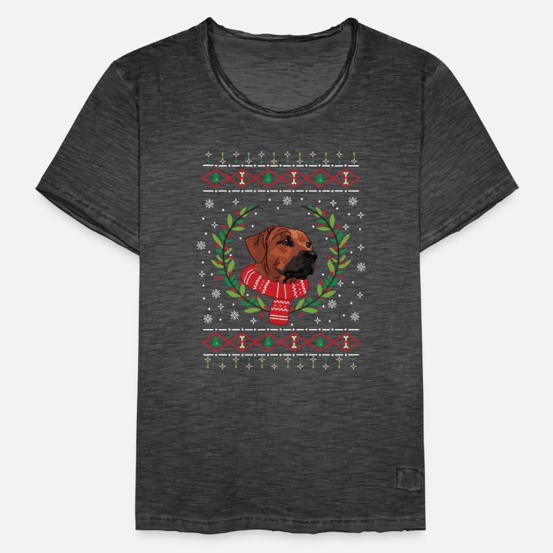 Rhodesian Ridgeback hässlicher Weihnachtspullover Männer Vintage T-Shirt