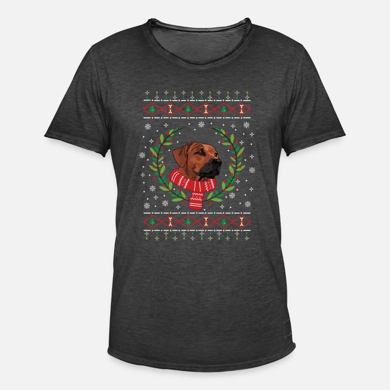 Rhodesian Ridgeback hässlicher Weihnachtspullover - Männer Vintage T-Shirt - Vintage Schwarz