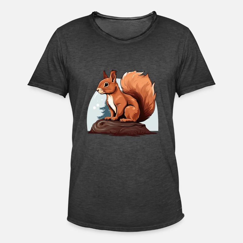 Herbst Eichhörnchen Wald Szene - Männer Vintage T-Shirt - Vintage Schwarz