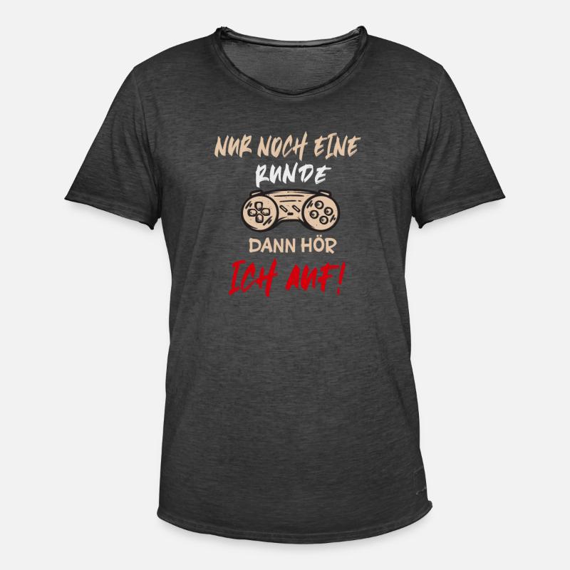 nur noch eine runde controller gamer zocker design - Männer Vintage T-Shirt - Vintage Schwarz
