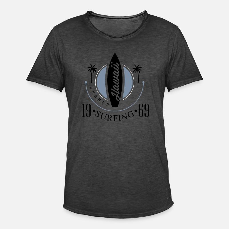 Surfing | Hawaii, Urlaub | Freizeitomode Bstyled - Männer Vintage T-Shirt - Vintage Schwarz