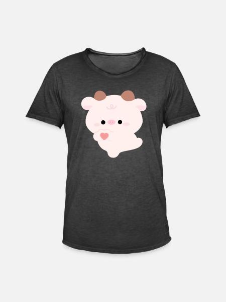 Liebe Kuh - Männer Vintage T-Shirt - Vintage Schwarz