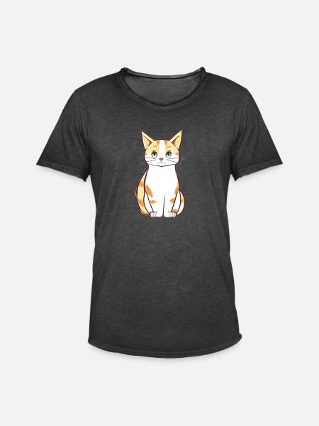 gatto giallo animale domestico - Maglietta vintage da uomo - nero antico