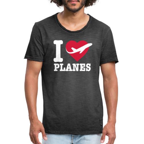 Adoro gli aerei - bianchi - Maglietta vintage da uomo