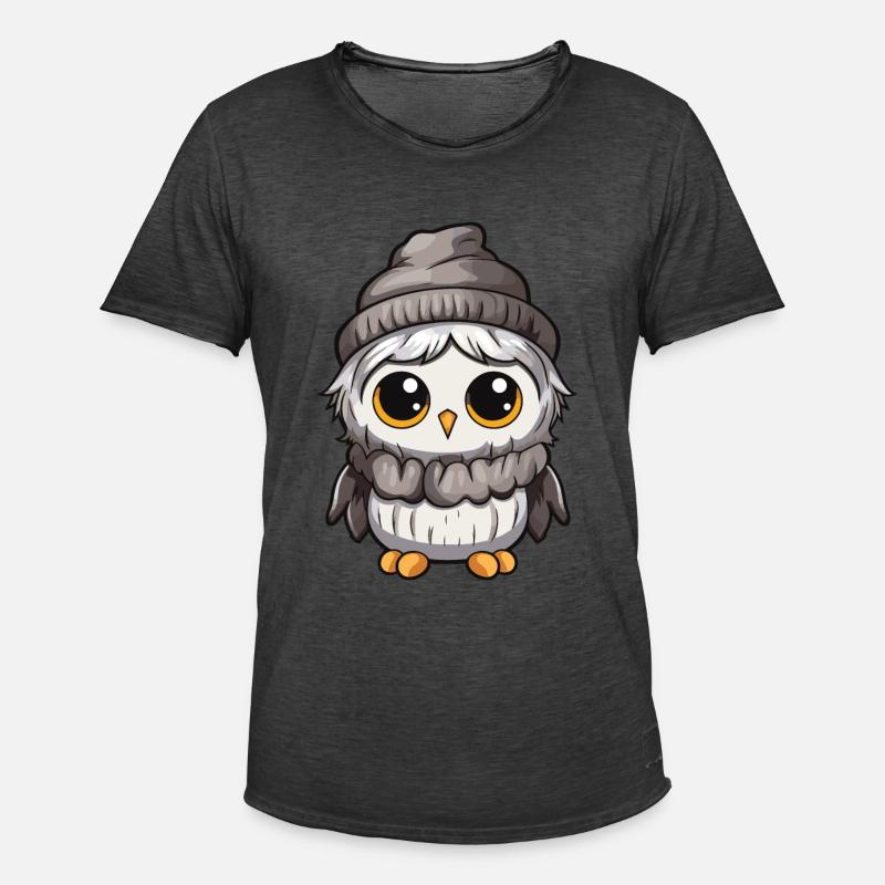 Eule Comic Winter Cozy - Männer Vintage T-Shirt - Vintage Schwarz