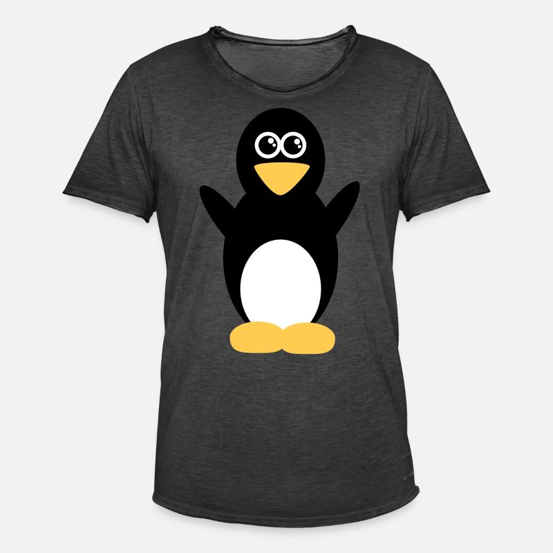 Pinguin - Männer Vintage T-Shirt - Vintage Schwarz