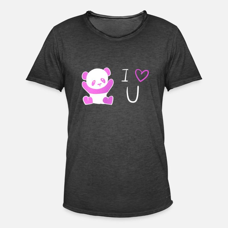 pinker panda ich liebe dich - Männer Vintage T-Shirt - Vintage Schwarz