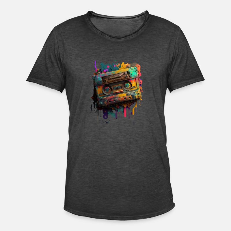 Retro Mixtape - Männer Vintage T-Shirt - Vintage Schwarz