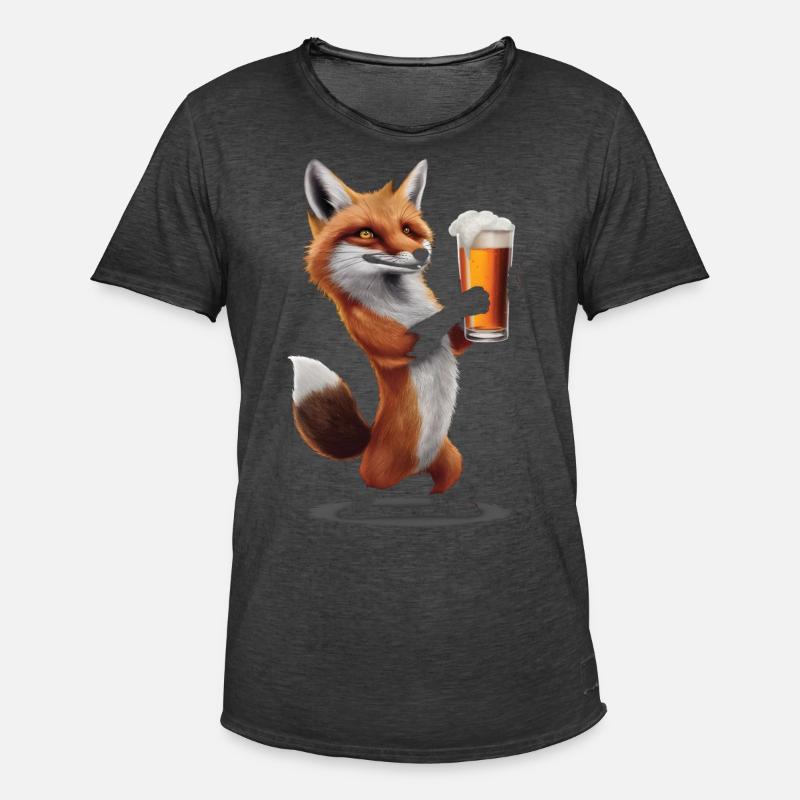 Fuchs Bier - Männer Vintage T-Shirt - Vintage Schwarz