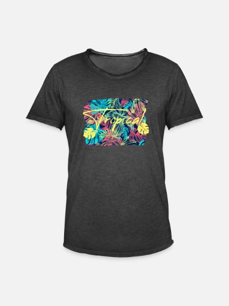 Tropical leaves - Men's Vintage T-Shirt - washed black
