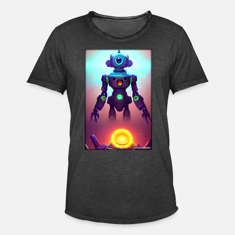 Robot Future Science Sci-Fi Machine - Men's Vintage T-Shirt - washed black