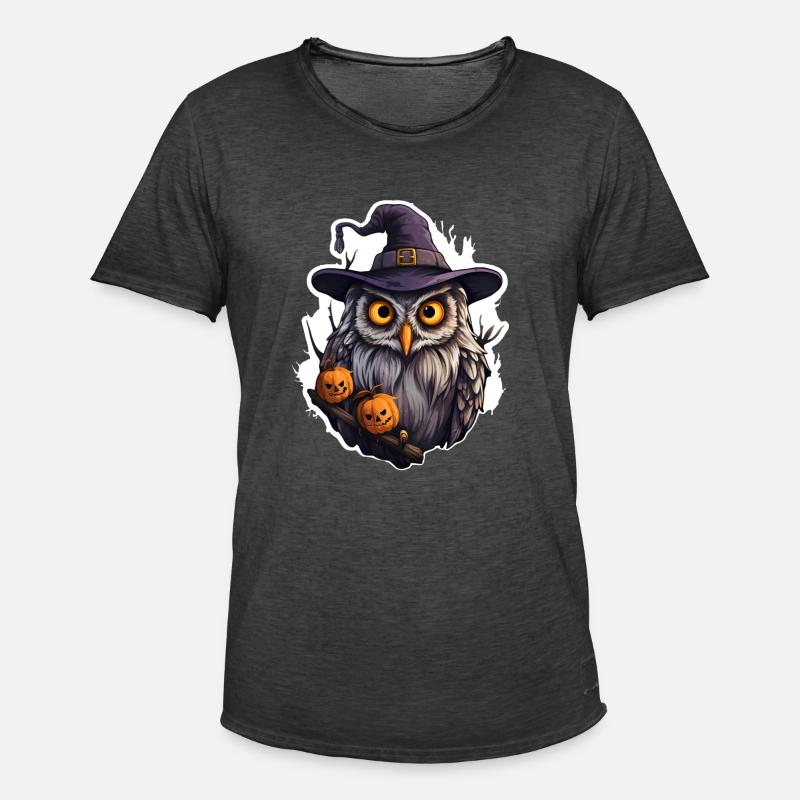 Halloween Eule - Männer Vintage T-Shirt - Vintage Schwarz