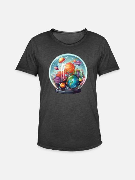 Weltraum in einer Glaskugel - Männer Vintage T-Shirt - Vintage Schwarz
