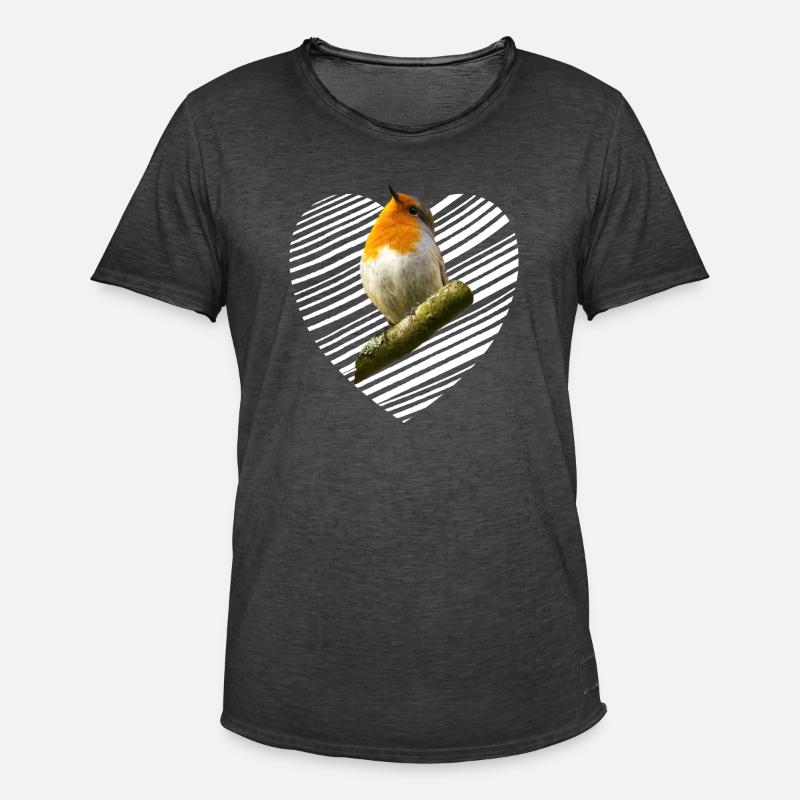 Rotkehlchen Singvogel - Männer Vintage T-Shirt - Vintage Schwarz