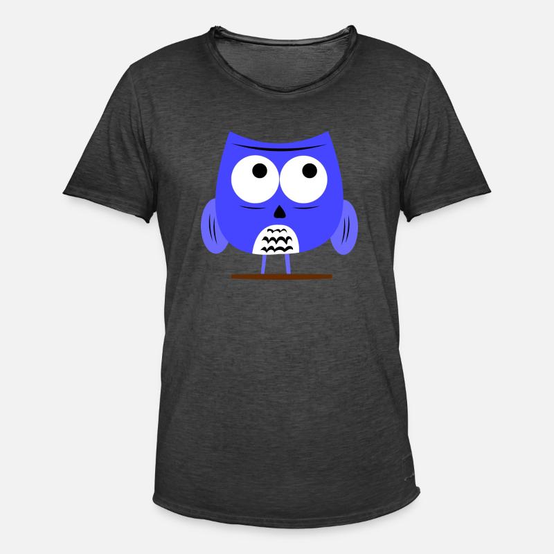Coole Eule - Süße Grumpy Owl - Blau - Männer Vintage T-Shirt - Vintage Schwarz