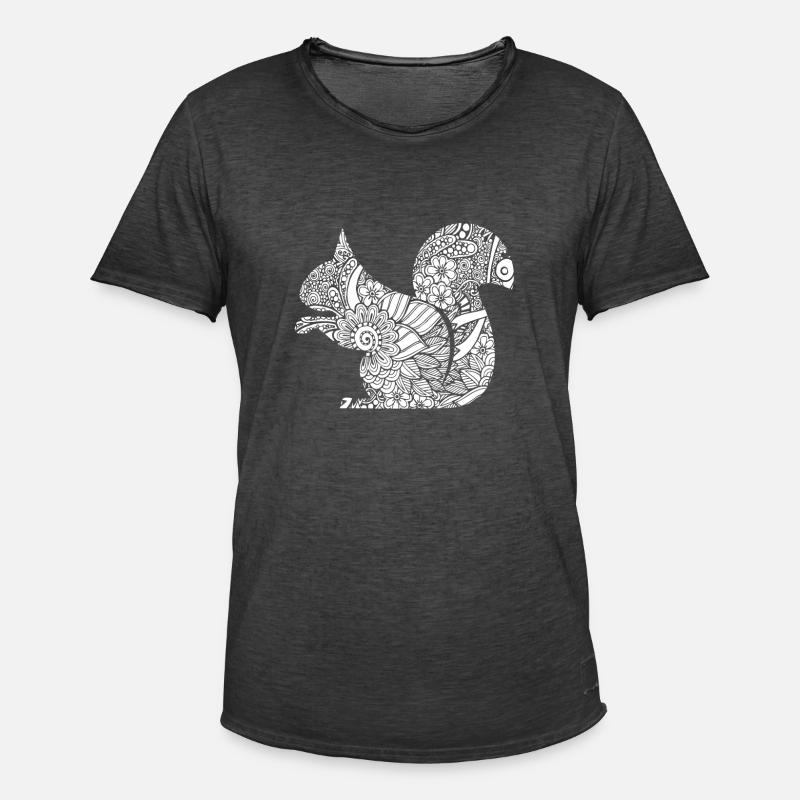 Eichhörnchen Eichhörnchen Blumenmuster - Männer Vintage T-Shirt - Vintage Schwarz
