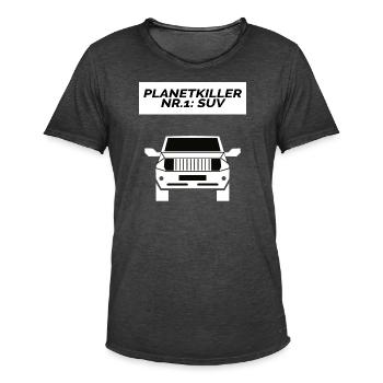 Démonstration de la pollution SUV climatique RIP - T-shirt vintage Homme - noir vintage - Devant - Jose (178cm)