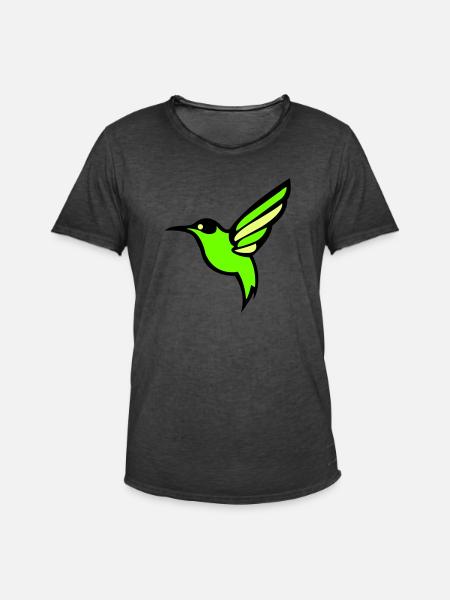 kolibri vogel silhouette - Männer Vintage T-Shirt - Vintage Schwarz