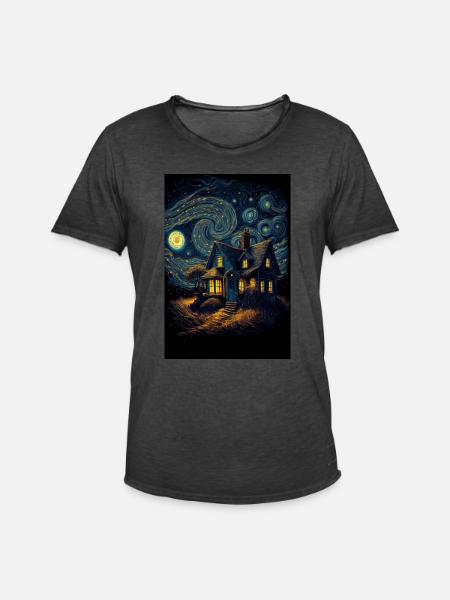 House Starry Night - Men's Vintage T-Shirt - washed black