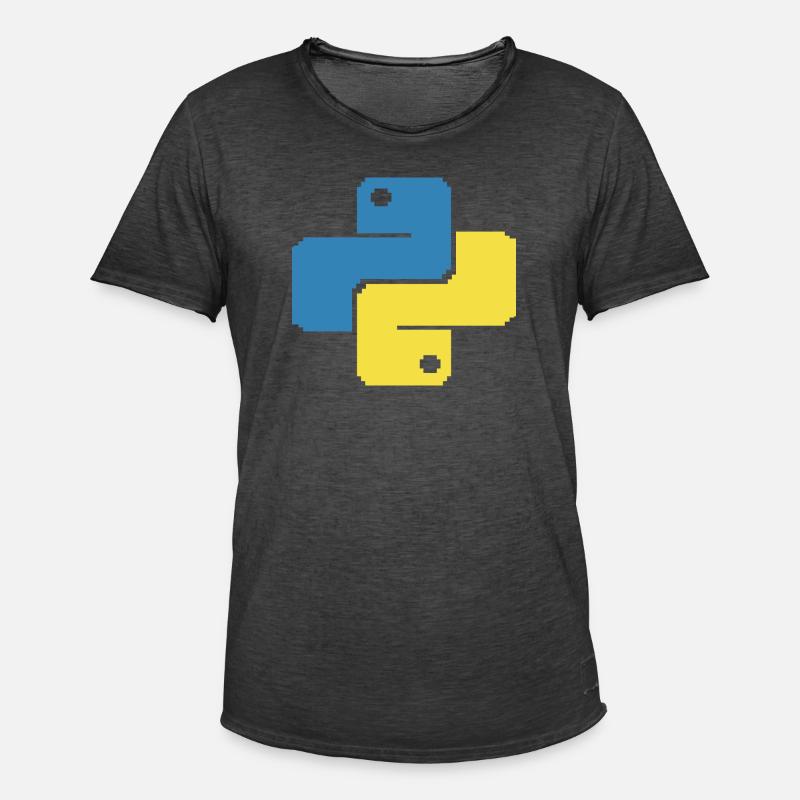 Python Pixelart - Männer Vintage T-Shirt - Vintage Schwarz