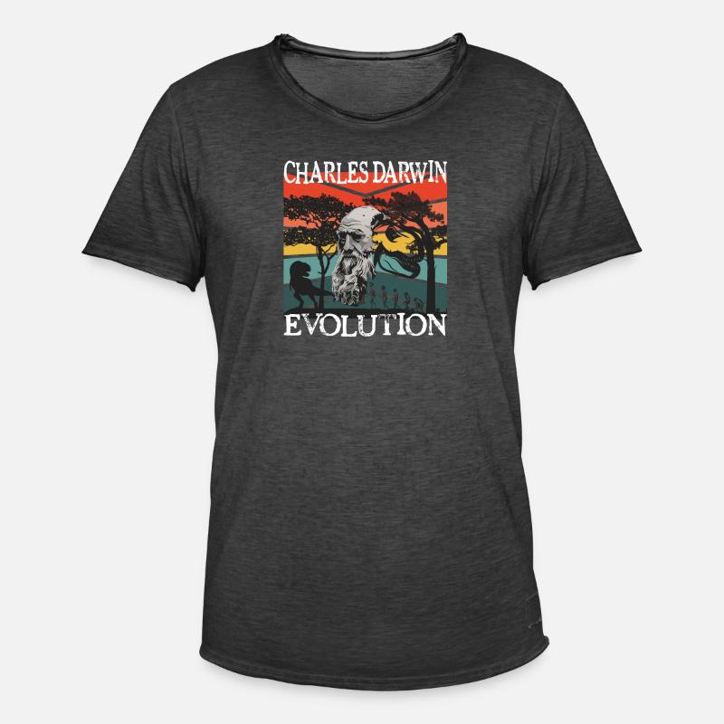 Idée cadeau textile Charles Darwin Evolution - T-shirt vintage Homme - noir vintage