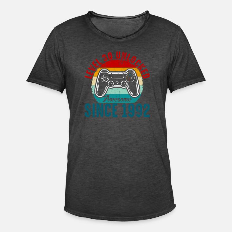 Level 30 Unlocked Retro Controller Tee - Men's Vintage T-Shirt - washed black