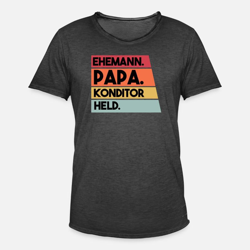 Ehemann Papa Konditor Held - Männer Vintage T-Shirt - Vintage Schwarz