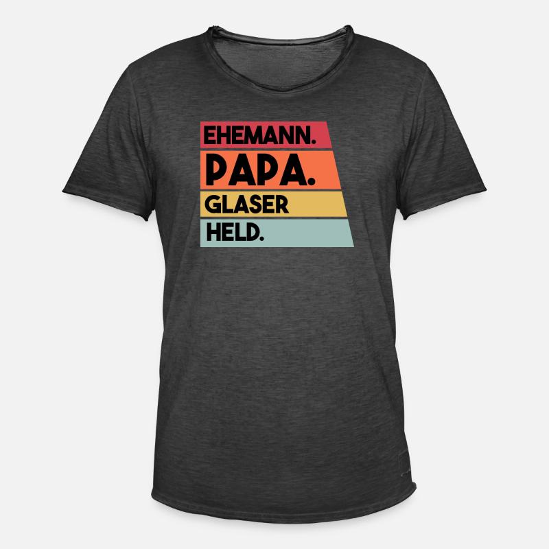 Ehemann Papa Glaser Held - Männer Vintage T-Shirt - Vintage Schwarz