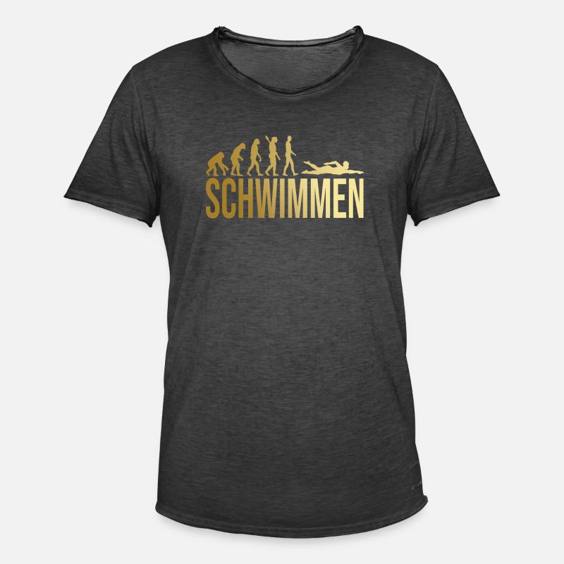 Evolution Schwimmen - Männer Vintage T-Shirt - Vintage Schwarz