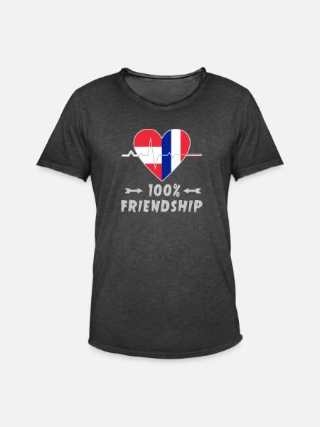 Austria and France 100% friendship - Men's Vintage T-Shirt - washed black