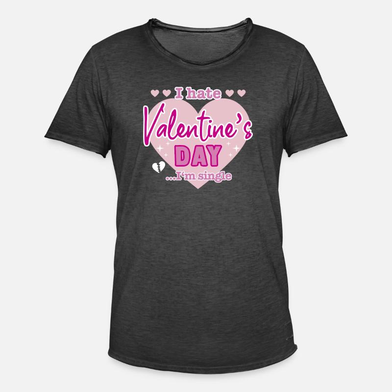 I hate valentine`s day - Männer Vintage T-Shirt - Vintage Schwarz
